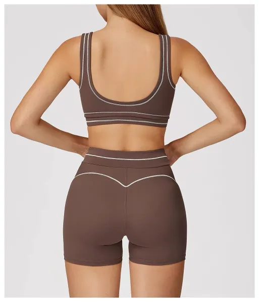 Alo Yoga Seamless Ribbed Sports Bra Burgundy Activewear Set - 34