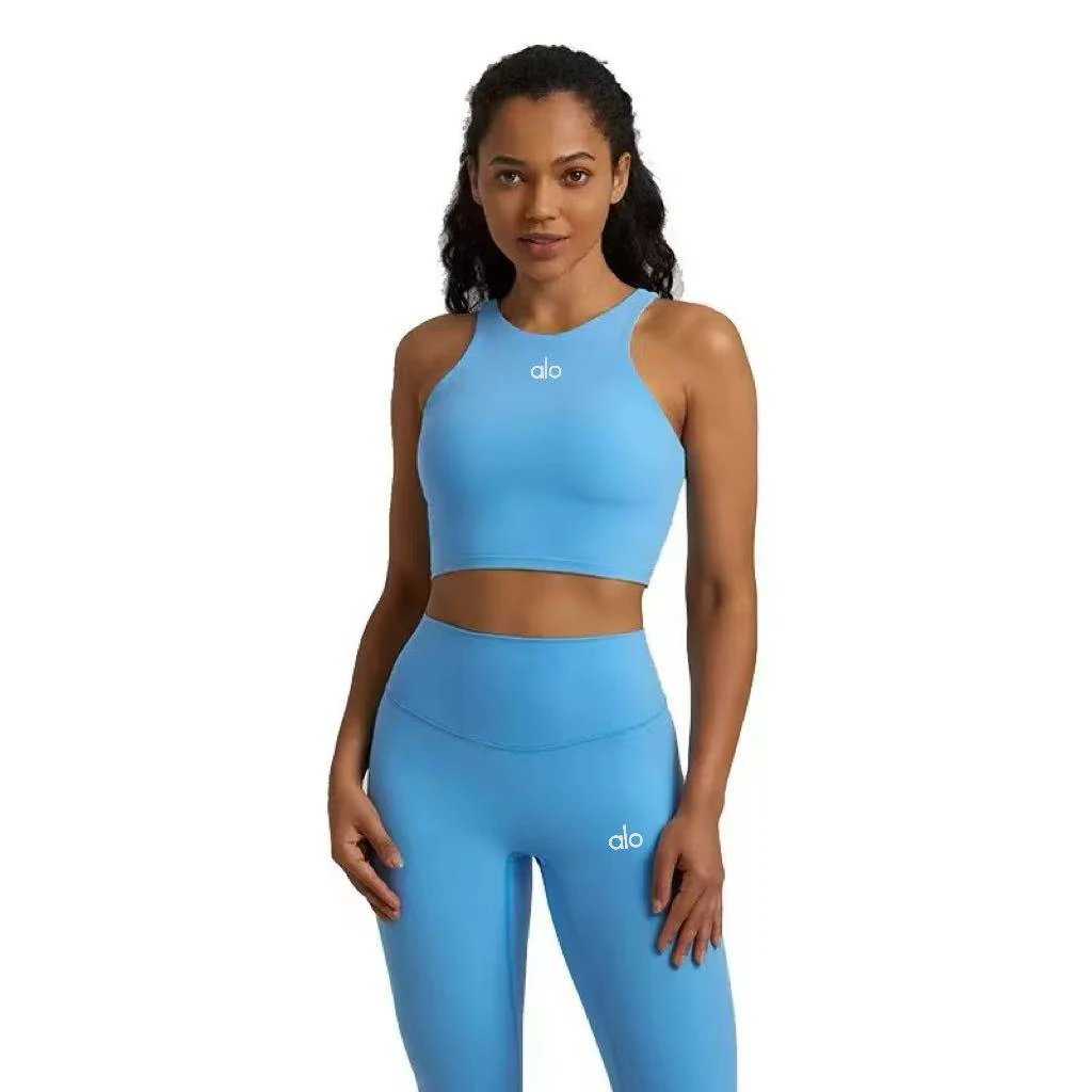 Alo Yoga Halter Crop Top Navy Vest Top - 12