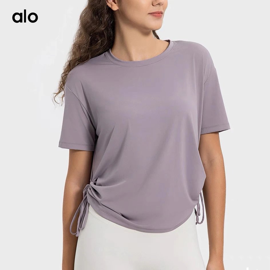 Alo Yoga T-Shirts Short-Sleeve Drawstring Hem T-Shirt image 3