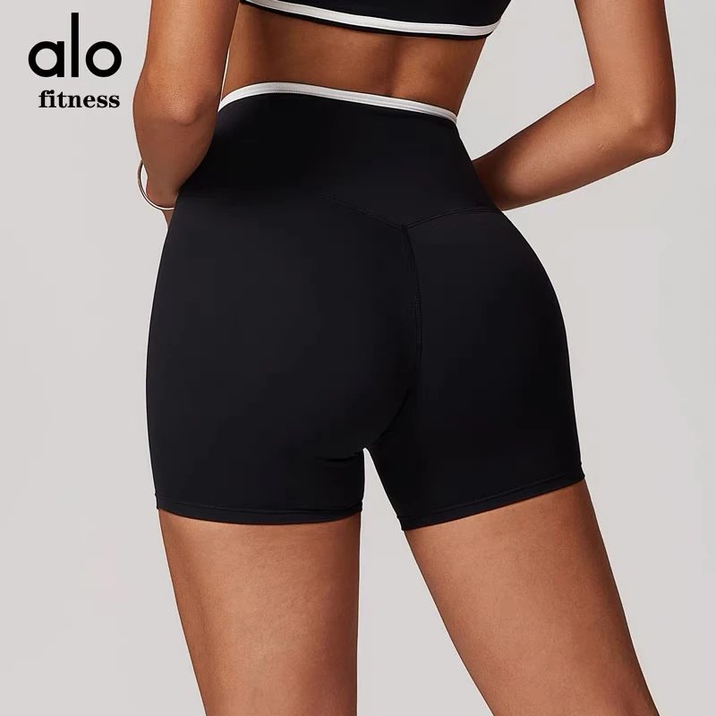 Alo Yoga Shorts High-waisted contrast crossover waistband biker image 2