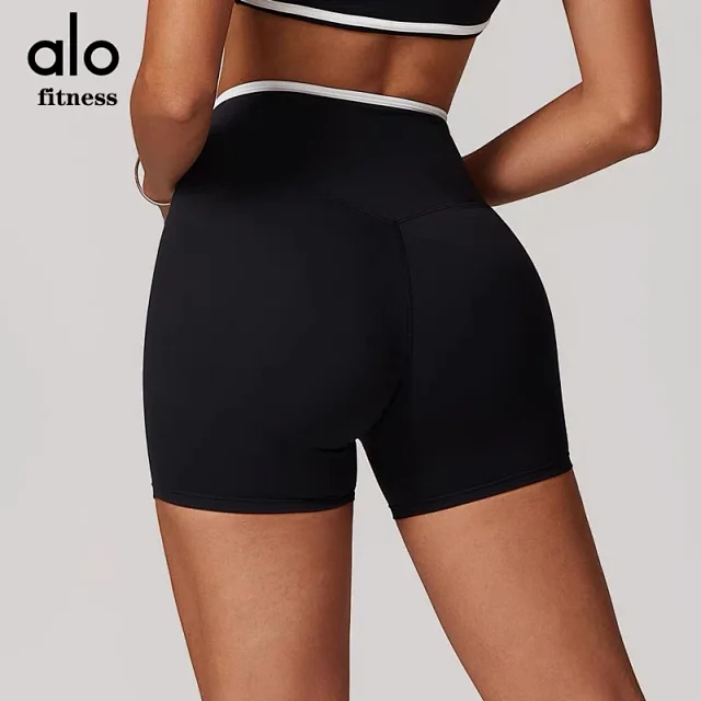 Alo Yoga Shorts High-waisted contrast crossover waistband biker product detail image 2