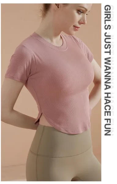 Design Ribbed Cropped T-Shirt Yellow - 20