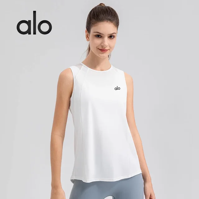 Alo Vests Sleeveless crew-neck athletic top with mesh shoulder panels product detail image 1