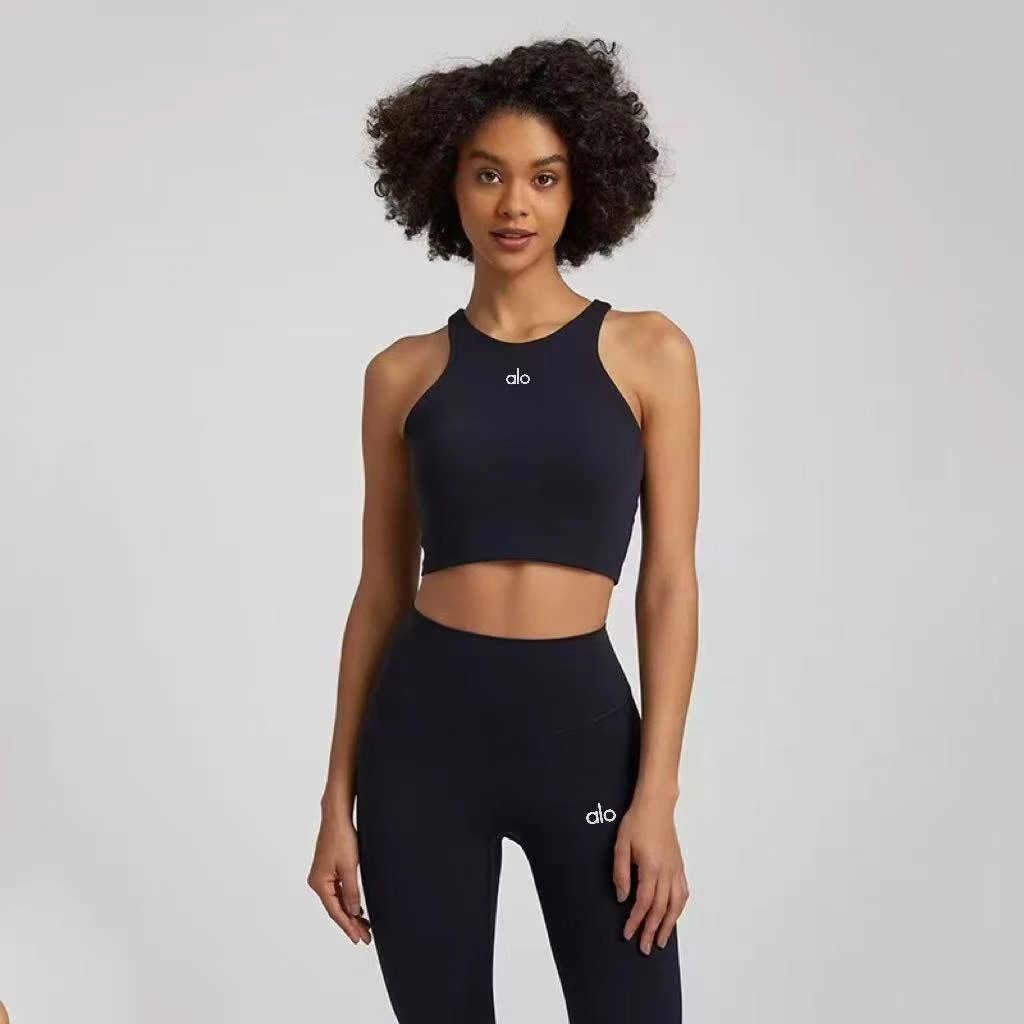 Alo Yoga Halter Crop Top Navy Vest Top - 4