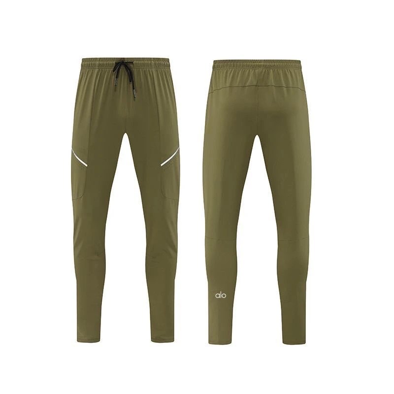 Alo Trousers Drawstring Reflective Trim — Deep olive