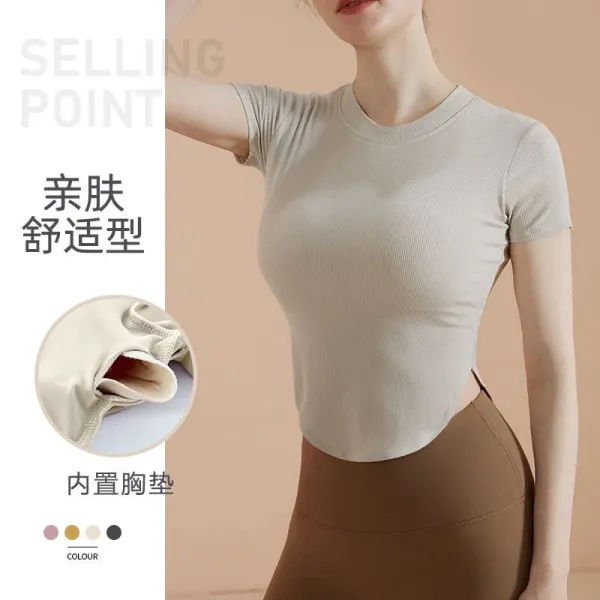 Design Ribbed Cropped T-Shirt Yellow - 19