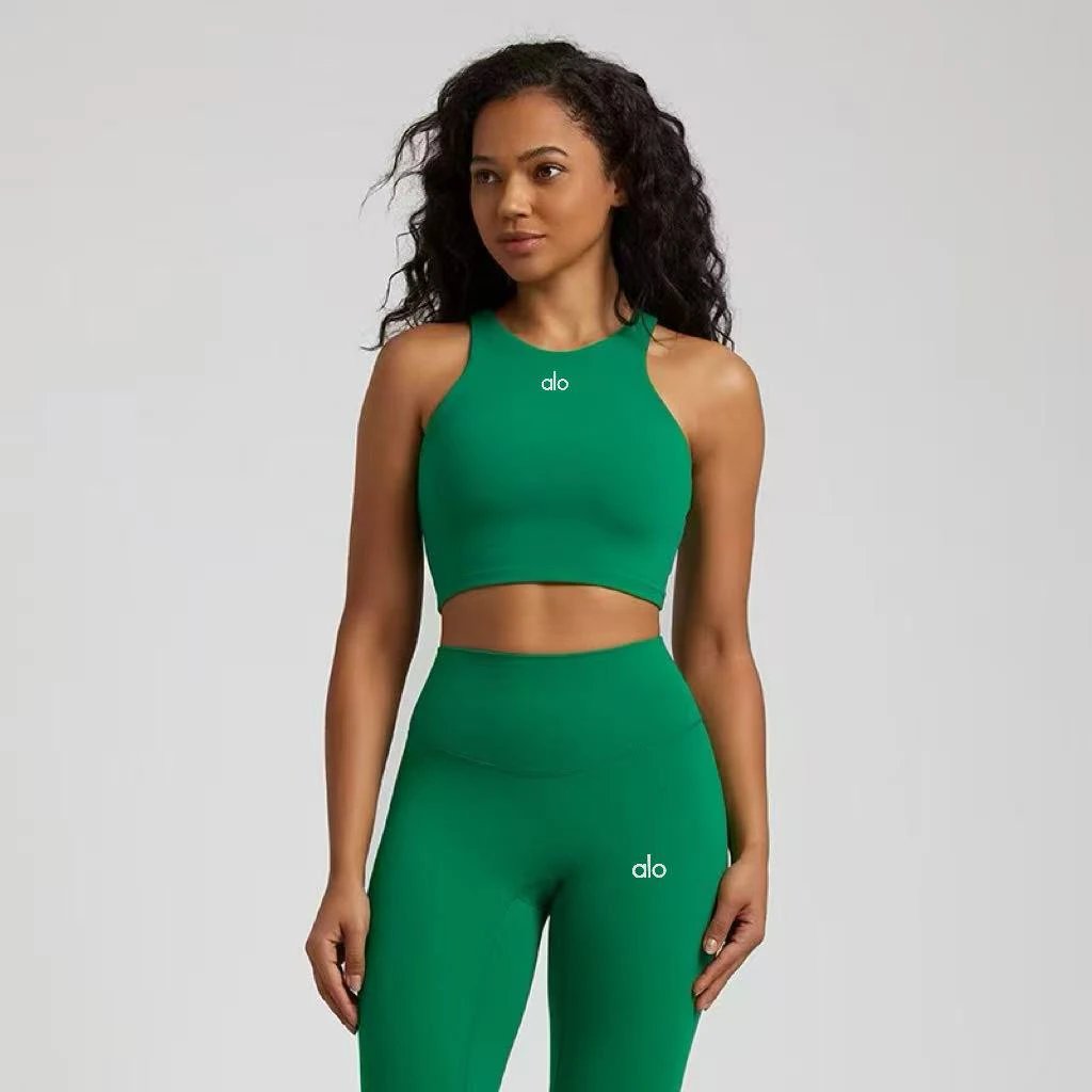 Alo Yoga Halter Crop Top Navy Vest Top - 11