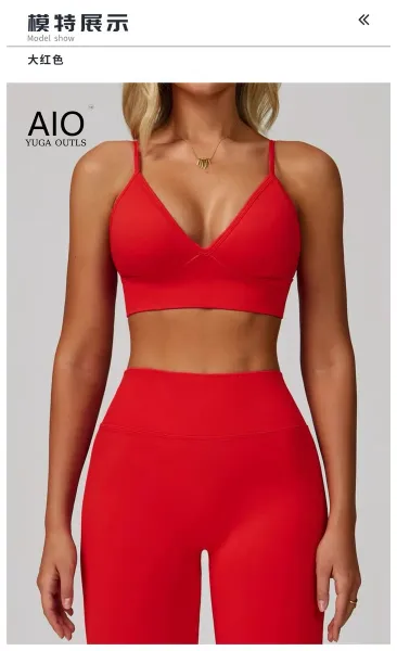 Design AIO Yoga Outls V-Neck Sports Bra Navy Blue Activewear - 28
