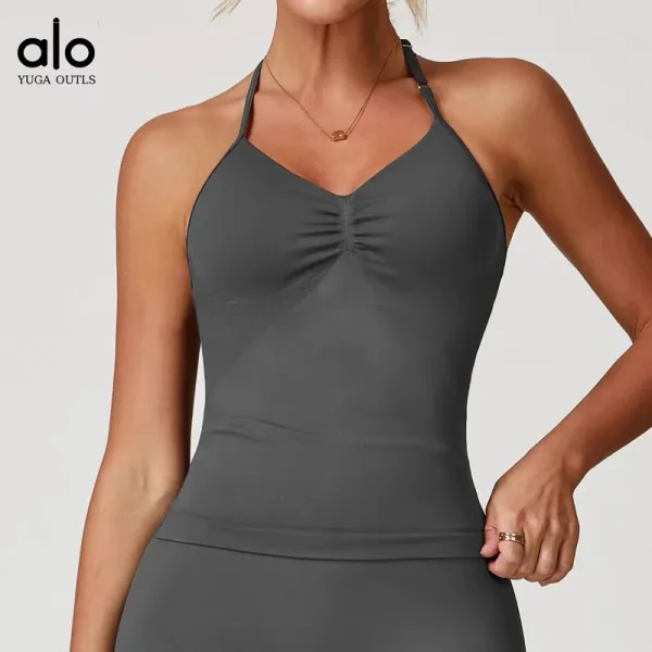 Alo Yoga Outls Halter Top Purple Activewear - 7