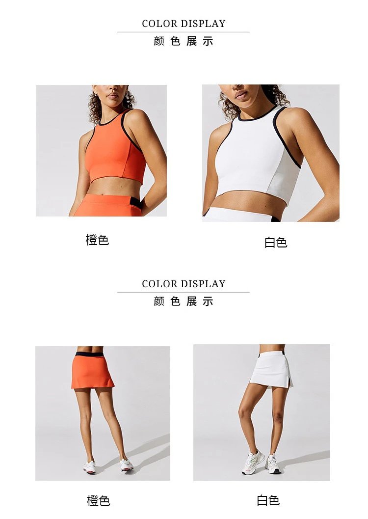 Alo High-Neck Cropped Sports Bra Orange with Black Trim Activewear - 13