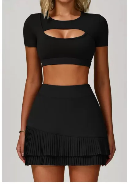 Design Cutout Crop Top Pink Activewear - 14