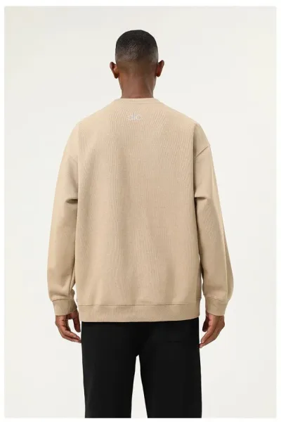 Alo Oversized Crewneck Beige Sweatshirt Sweater - 16
