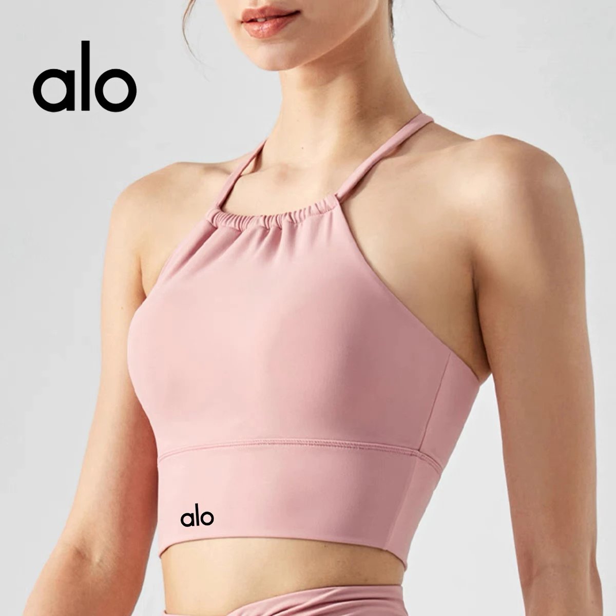 Alo Pink Halter Sports Bra
