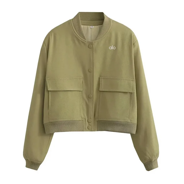 Alo Yoga Jackets Cropped bomber jacket with flap pockets product detail image 30