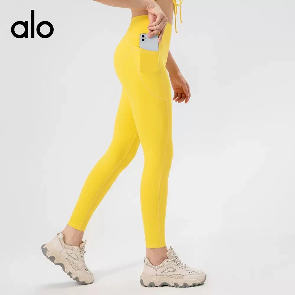 Alo Trousers High-Waisted Ankle-Length Leggings with Side Pockets image 6