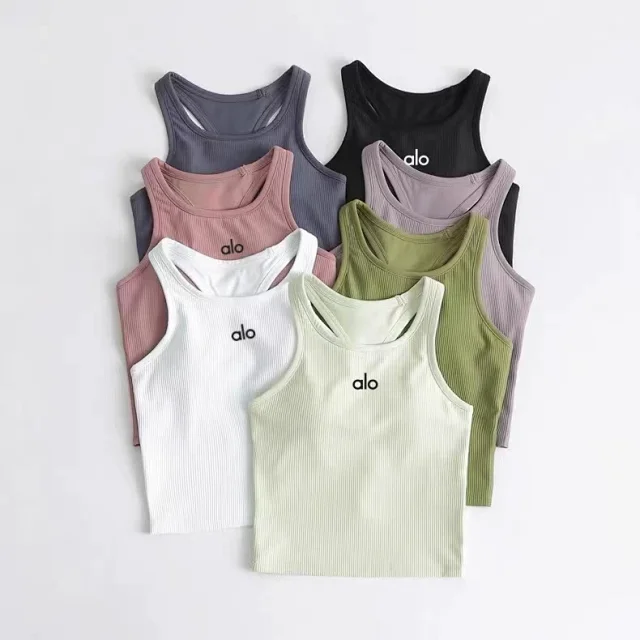 Alo Yoga Vests Ribbed sleeveless athletic vest with built-in padding product detail image 26