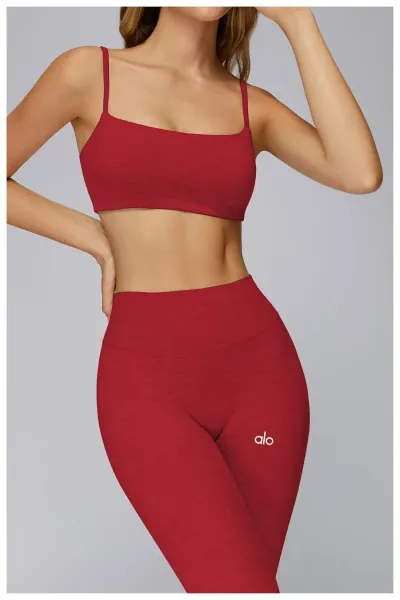Design Square Neck Crop Top Red Activewear - 40