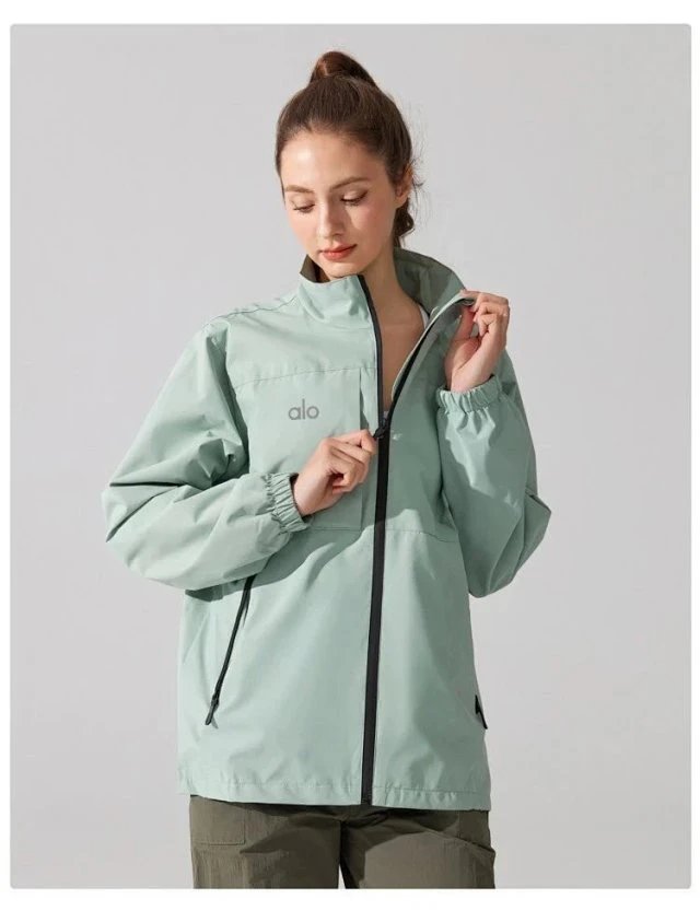 Alo Windbreaker Jacket Rust Orange Outerwear - 7