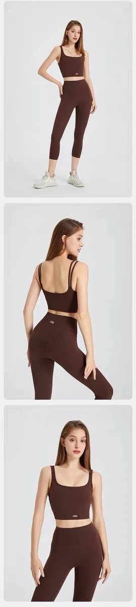 Alo Yoga Essential Crop Top and High-Waist Leggings Set Red Activewear - 23