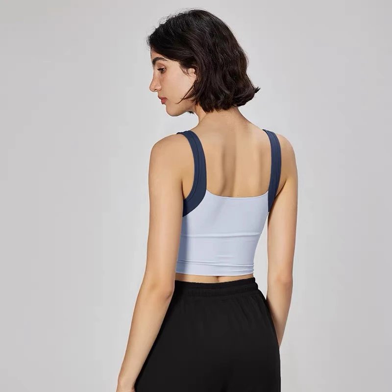 Alo Yoga Light Blue and Navy Sports Bra Activewear - 6