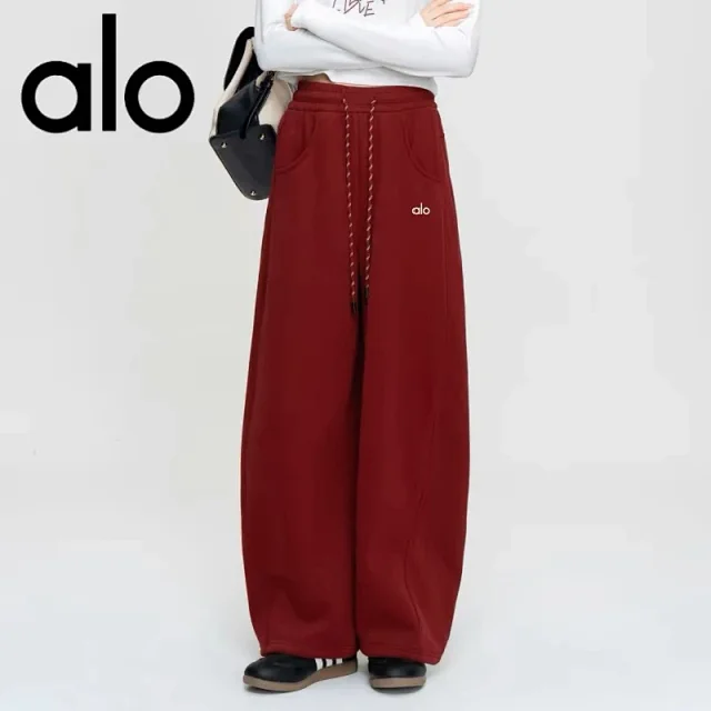 Alo Yoga Trousers Fleece-lined wide-leg drawstring sweatpants product detail image 3