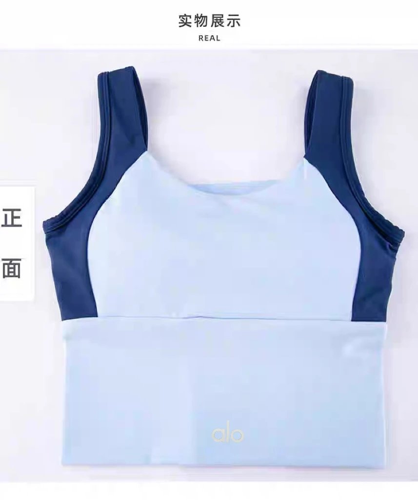 Alo Yoga Light Blue and Navy Sports Bra Activewear - 33