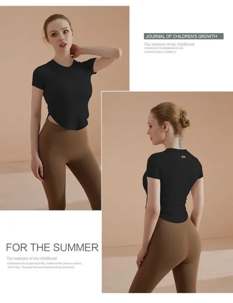 Design Ribbed Cropped T-Shirt Yellow - 15
