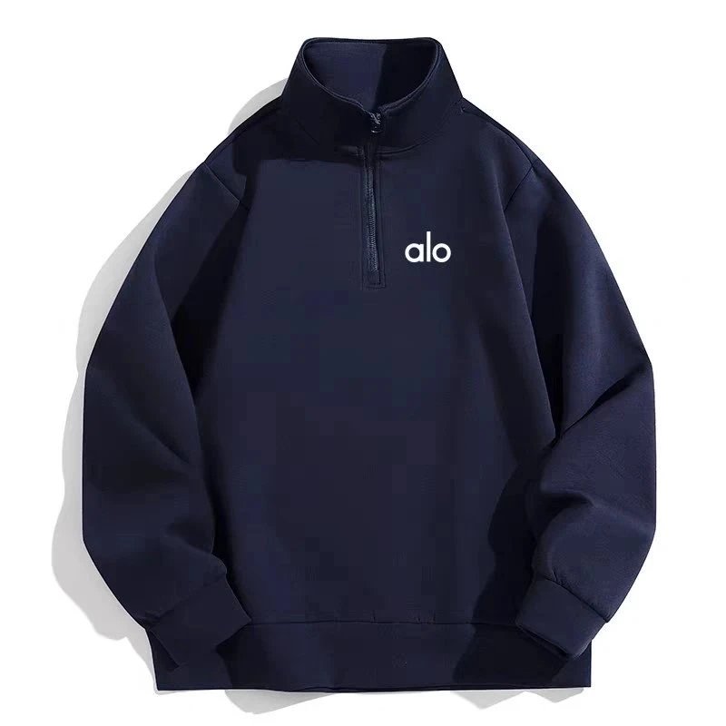Alo Yoga Hoodies & Sweatshirts Half-Zip Stand-Collar Sweatshirt — Blue