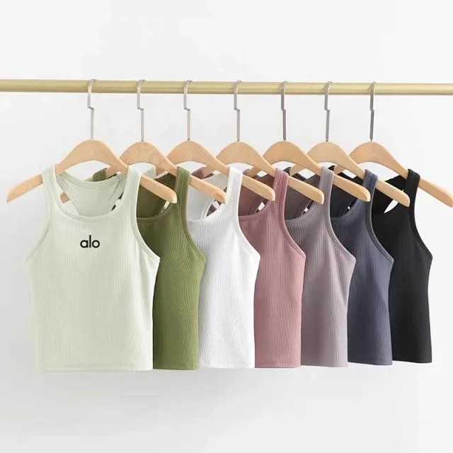 Alo Yoga Vests Ribbed sleeveless athletic vest with built-in padding product detail image 25