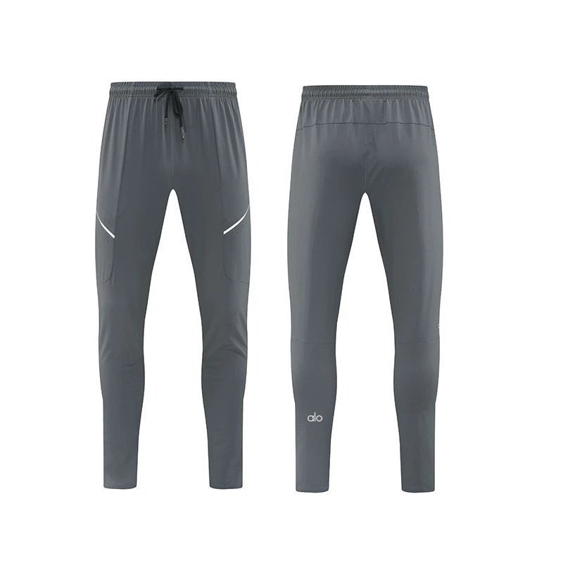 Alo Trousers Drawstring Reflective Trim — Titanium gray