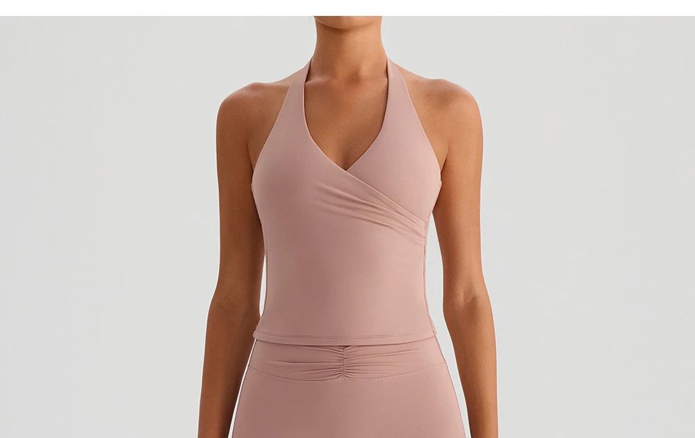 Design Wrap Halter Top Light Blue Activewear Set - 22