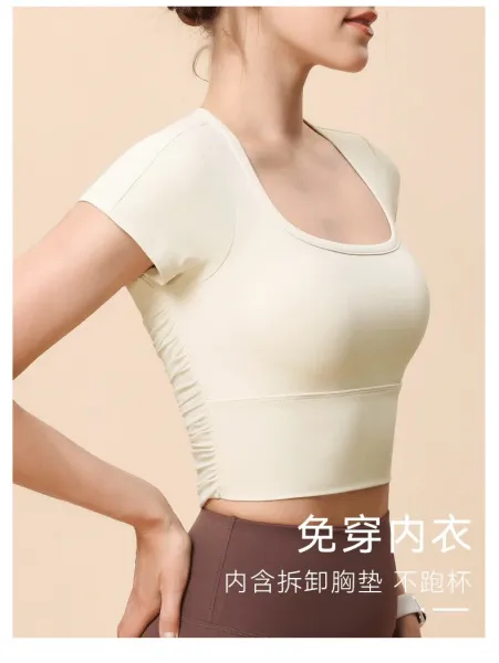 Alo Square Neck Crop Top Light Blue Activewear - 10