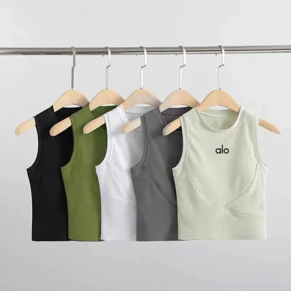 Alo Ribbed Crop Tank Top Mint Green Vest Top - 25