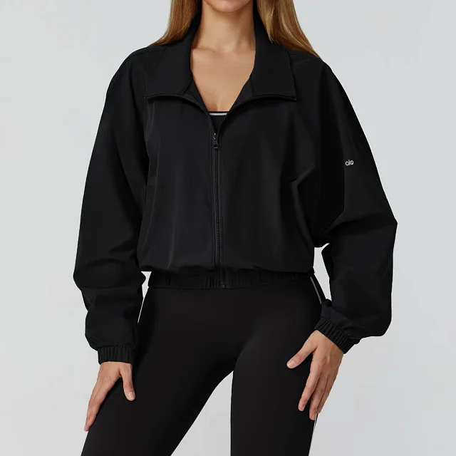 Alo Yoga Jackets Cropped Zip-Up Jacket with Stand Collar product detail image 5