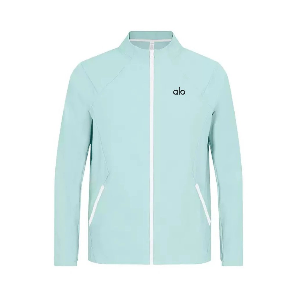 Alo Jackets Stand-collar lightweight zip jacket — Light blue