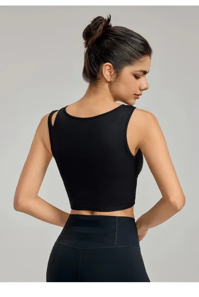Alo Yoga Essential Crop Top Gray Activewear - 21