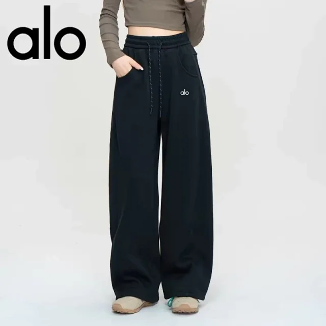 Alo Yoga Trousers Fleece-lined wide-leg drawstring sweatpants product detail image 4