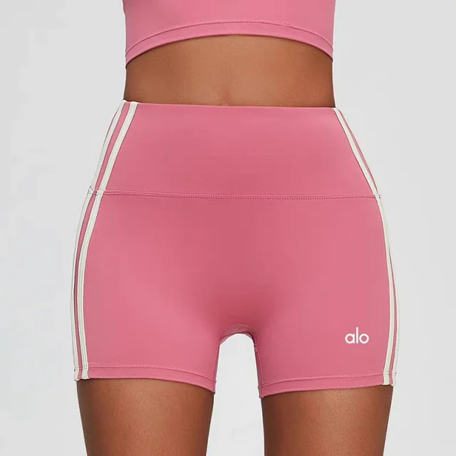 Alo Matching Sets Cropped Strappy Sports Bra and Side-Stripe Shorts Set product detail image 12
