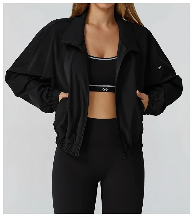 Alo Yoga Jackets Cropped Zip-Up Jacket with Stand Collar product detail image 48