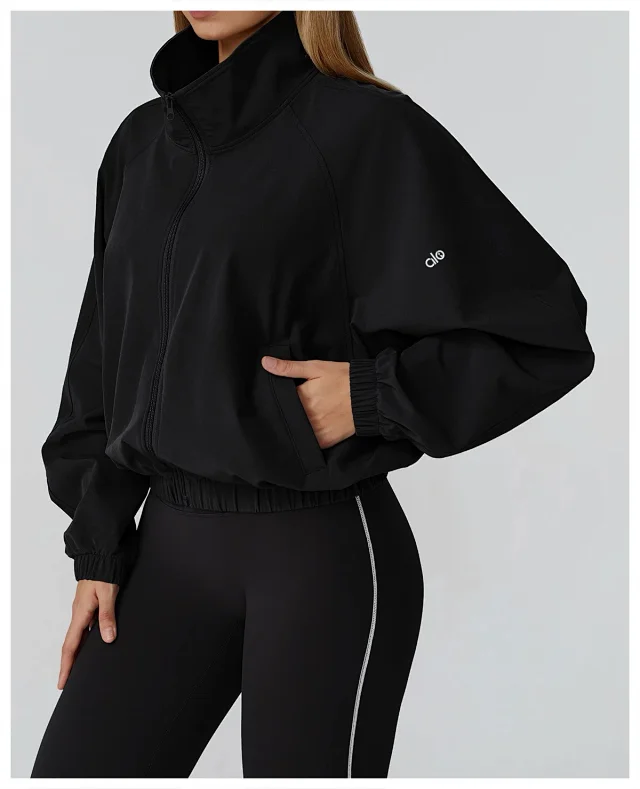 Alo Yoga Jackets Cropped Zip-Up Jacket with Stand Collar product detail image 50