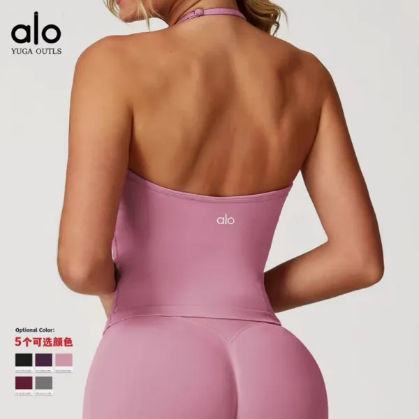 Alo Yoga Outls Halter Top Purple Activewear - 4