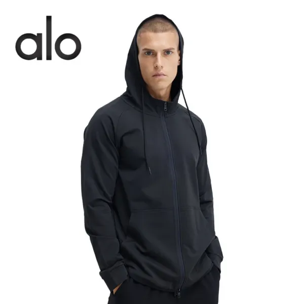 Alo Yoga Essential Zip-Up Hoodie Charcoal Gray Hoodie - 3