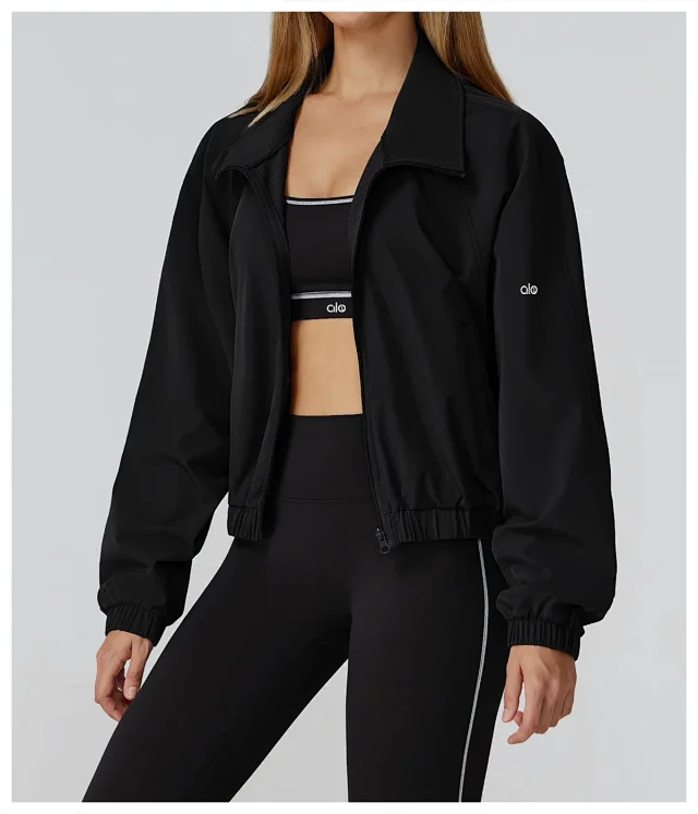 Alo Yoga Jackets Cropped Zip-Up Jacket with Stand Collar product detail image 47