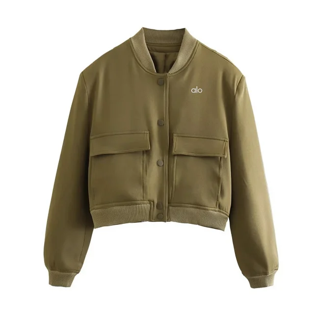 Alo Yoga Jackets Cropped bomber jacket with flap pockets product detail image 5