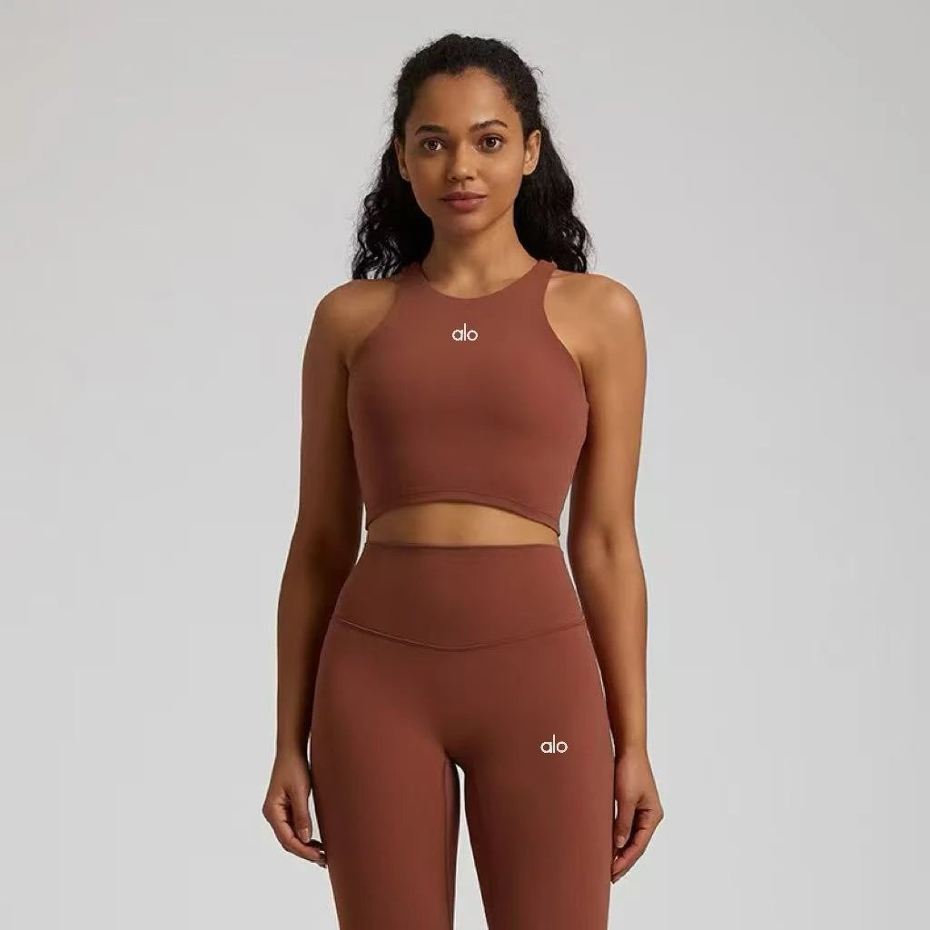 Alo Yoga Halter Crop Top Navy Vest Top - 8