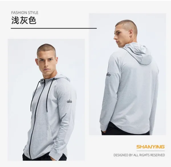 Alo Yoga Essential Zip-Up Hoodie Charcoal Gray Hoodie - 12