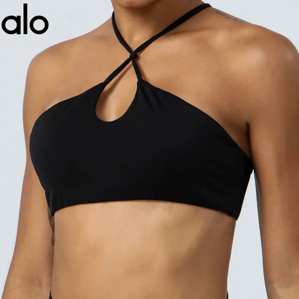 Alo Halter Cutout Sports Bra Gray Activewear - 9