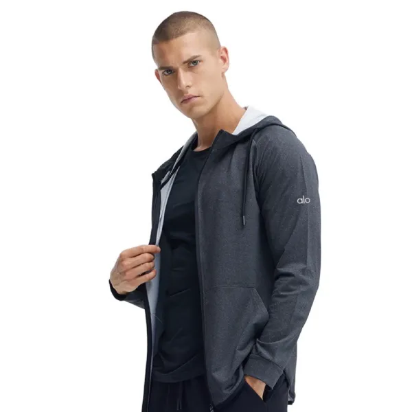 Alo Yoga Essential Zip-Up Hoodie Charcoal Gray Hoodie - 7