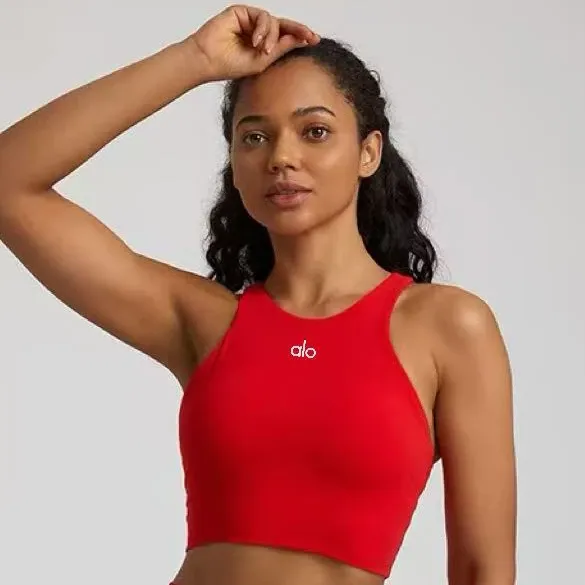 Alo Red High-Neck Sports Bra Activewear - 1