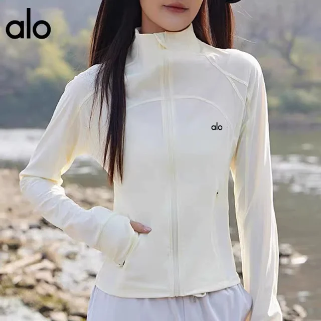 Alo Yoga Jackets Slim-fit full-zip stand-collar sports jacket with thumbhole cuffs product detail image 7
